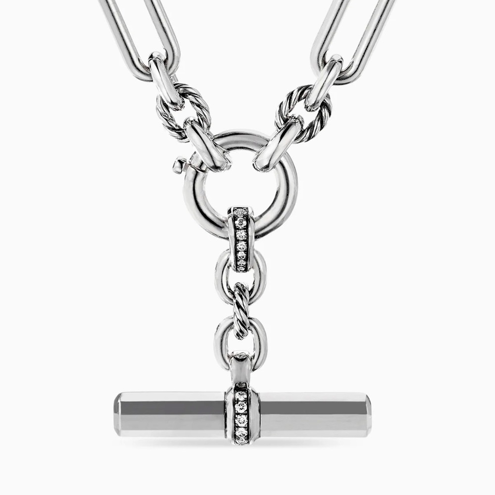 Lexington chain necklace with pave set diamonds 0.14 total carat weight